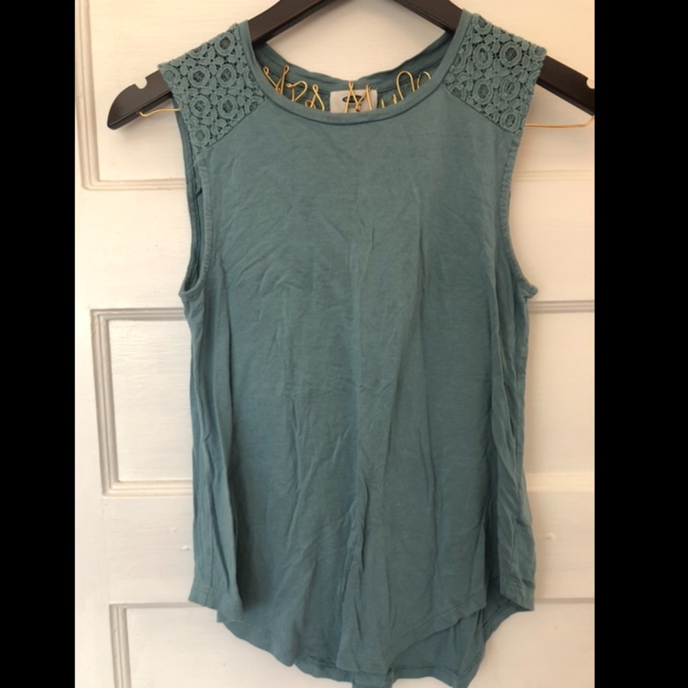 Old navy teal tank top lace detail XS